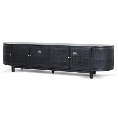 CTV8290-NI 2.2m Rattan Doors TV Entertainment unit - Full Black