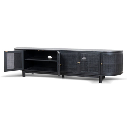 CTV8290-NI 2.2m Rattan Doors TV Entertainment unit - Full Black