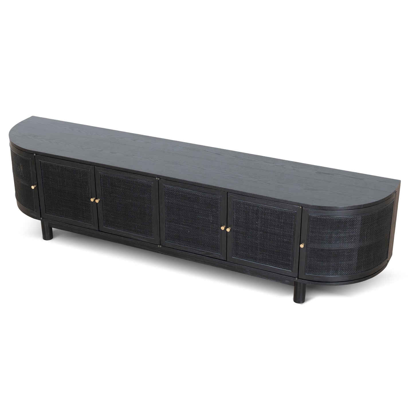 CTV8290-NI 2.2m Rattan Doors TV Entertainment unit - Full Black