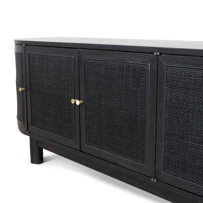 CTV8290-NI 2.2m Rattan Doors TV Entertainment unit - Full Black