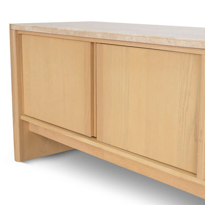 2.1m Travertine Top TV Entertainment Unit - Creme Ash