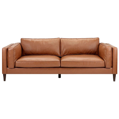 Tan Brahm 3 Seater Premium Faux Leather Sofa