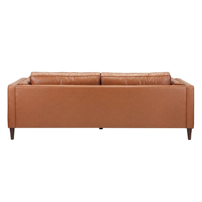Tan Brahm 3 Seater Premium Faux Leather Sofa
