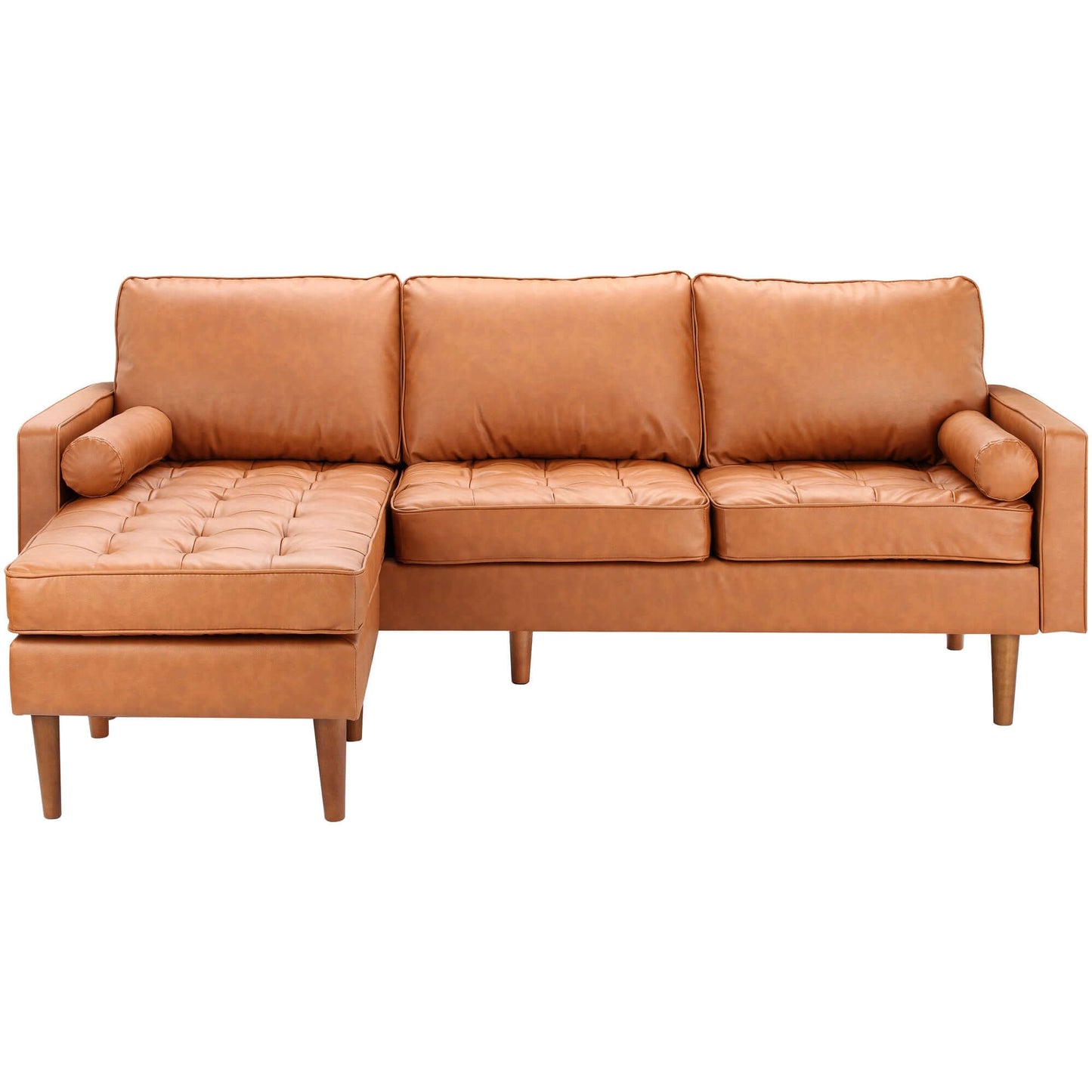 Tan Stockholm Faux Leather Reversible Chaise Sofa