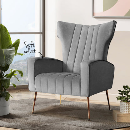 Armchair Lounge Accent Chairs Armchairs Chair Velvet Sofa Grey Seat
