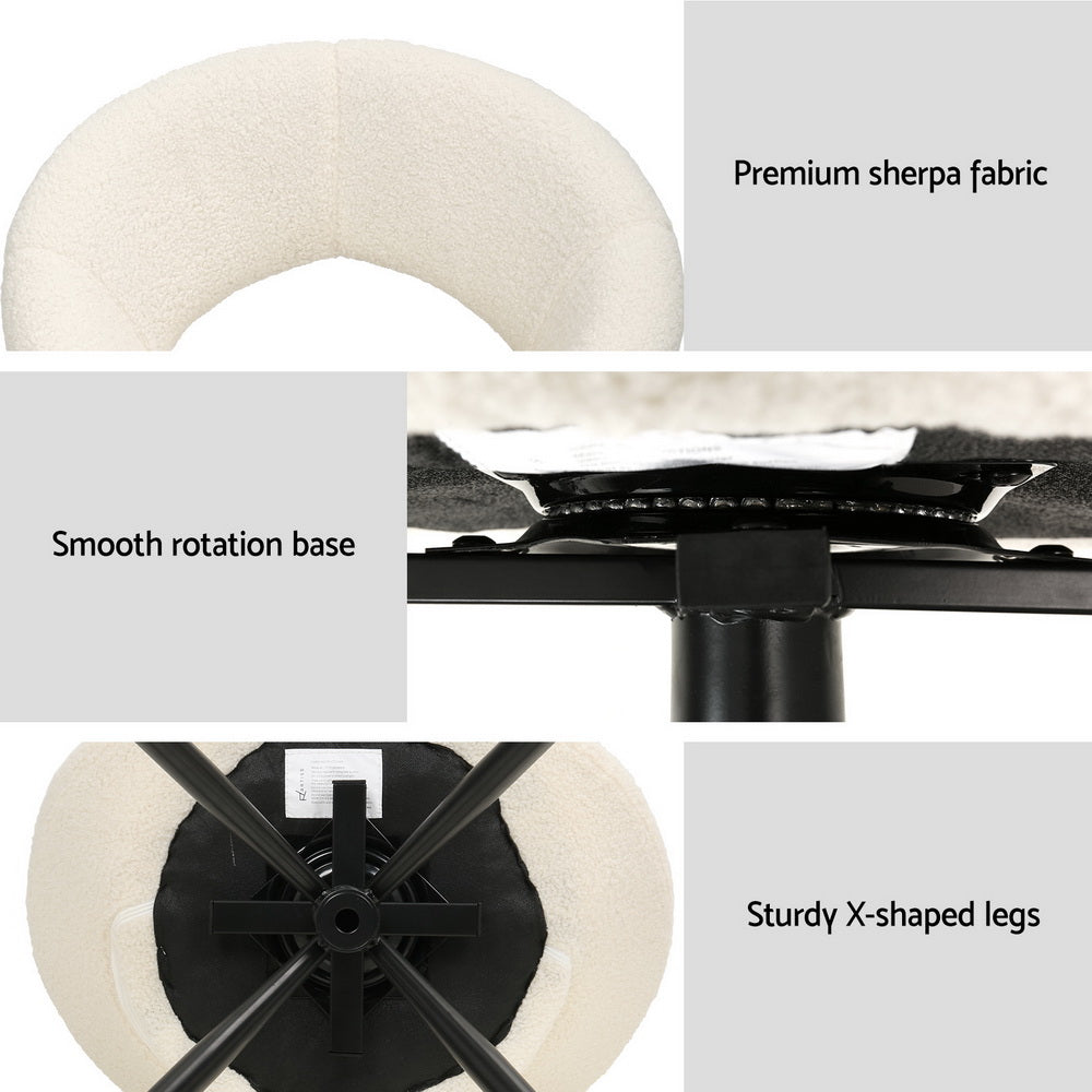 Artiss Dining Chairs Swivel Base Beige Boucle Sherpa Set of 2