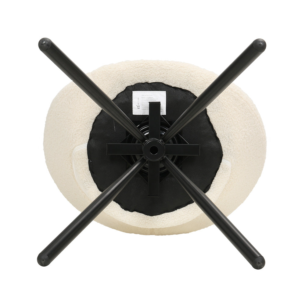 Artiss Dining Chairs Swivel Base Beige Boucle Sherpa Set of 2