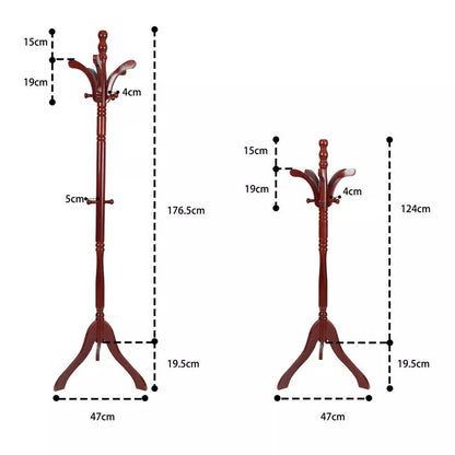 Birch Wood Coat Rack Stand Adjustable Hall Tree Entryway