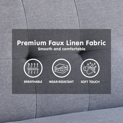 Sarantino Madison Sofa Bed Lounge Couch Futon Furniture Home Dark Grey Linen Suite