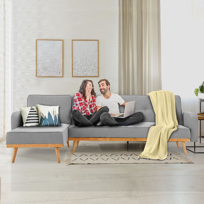 Sarantino 3-Seater Corner Sofa Bed with Chaise Lounge - Light Grey