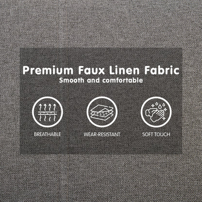 Sarantino 3 Seater Modular Faux Linen Fabric Sofa Bed Couch -Dark Grey