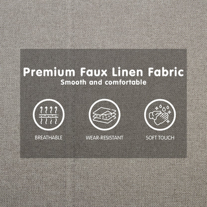 Sarantino 3 Seater Modular Faux Linen Fabric Sofa Bed Couch Light Grey