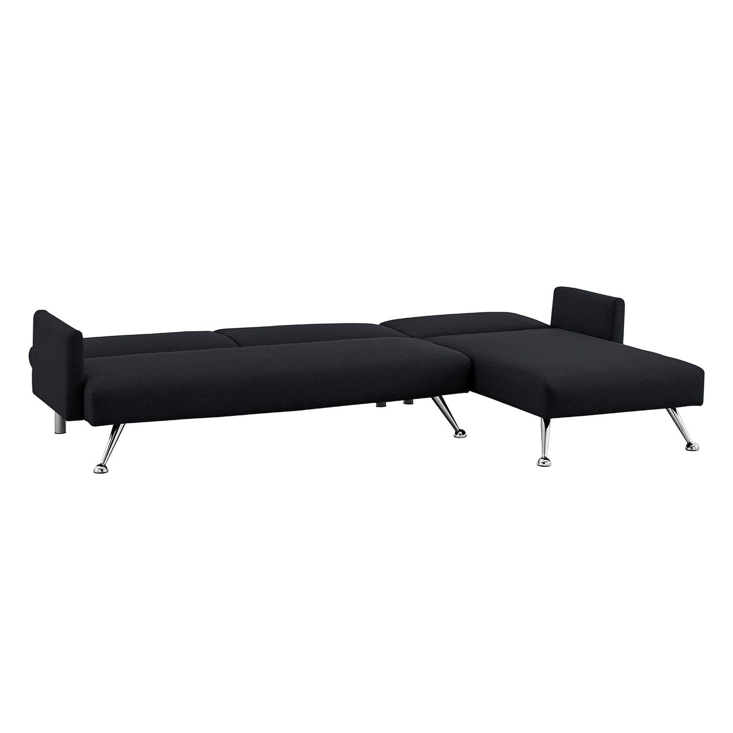Sarantino Mia 3-Seater Sofa Bed with Chaise & 3 Pillows - Black