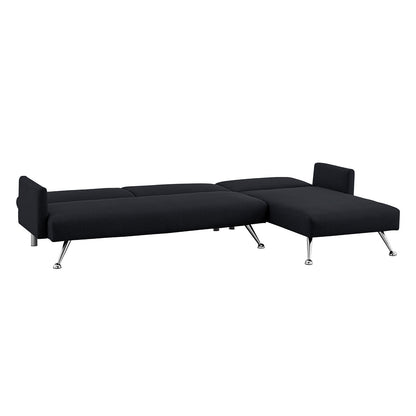 Sarantino Mia 3-Seater Sofa Bed with Chaise & 3 Pillows - Black