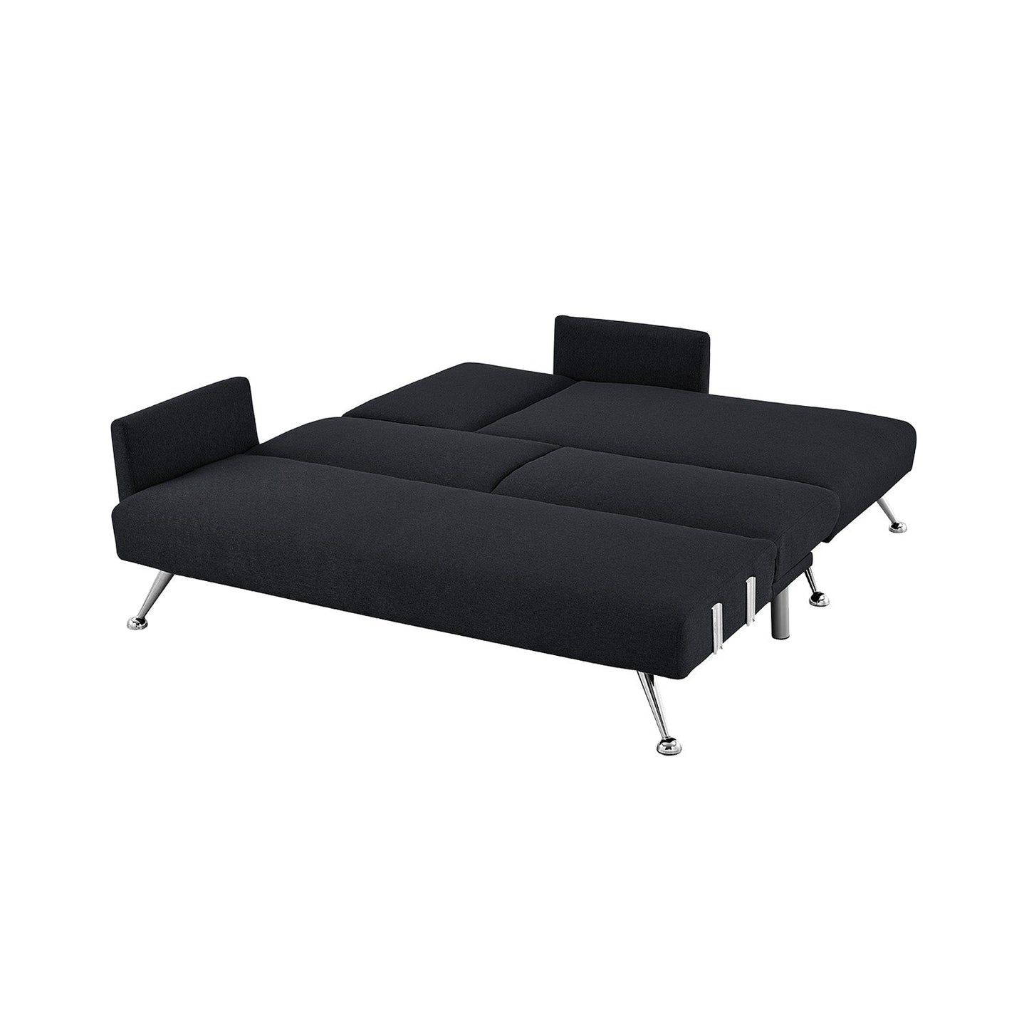 Sarantino Mia 3-Seater Sofa Bed with Chaise & 3 Pillows - Black