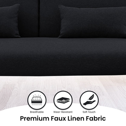 Sarantino Mia 3-Seater Sofa Bed with Chaise & 3 Pillows - Black