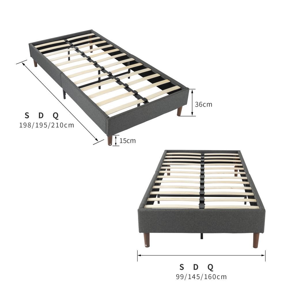 Bed Frame Mattress Foundation (Dark Grey) â€“ Queen
