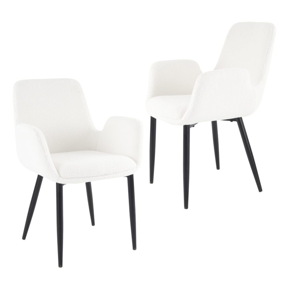 Boucle - teddy Sherpa Fabric Bliss Armrest Dining Chair Ensemble