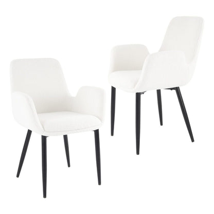 Boucle - teddy Sherpa Fabric Bliss Armrest Dining Chair Ensemble