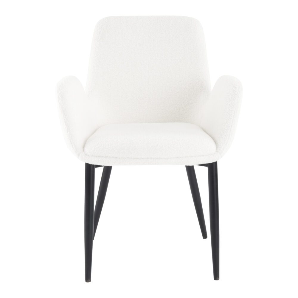 Boucle - teddy Sherpa Fabric Bliss Armrest Dining Chair Ensemble