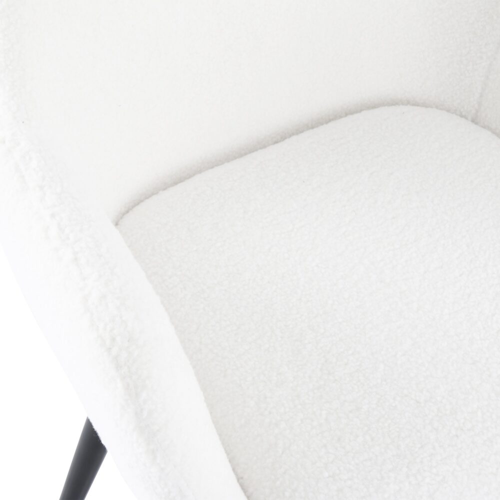 Boucle - teddy Sherpa Fabric Bliss Armrest Dining Chair Ensemble