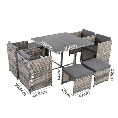 Horrocks 8 Seater Outdoor Dining Set - Grey