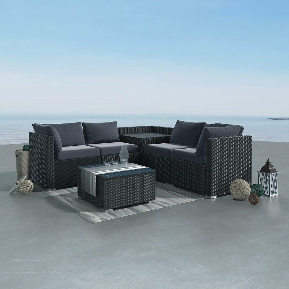 6PCS Outdoor Modular Lounge Sofa Coogee â€“ Black