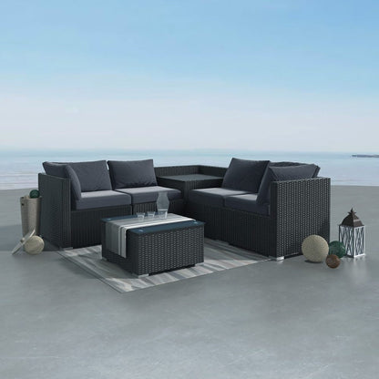 6PCS Outdoor Modular Lounge Sofa Coogee â€“ Black