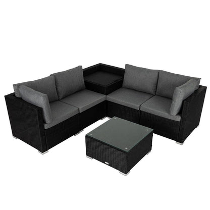 6PCS Outdoor Modular Lounge Sofa Coogee â€“ Black