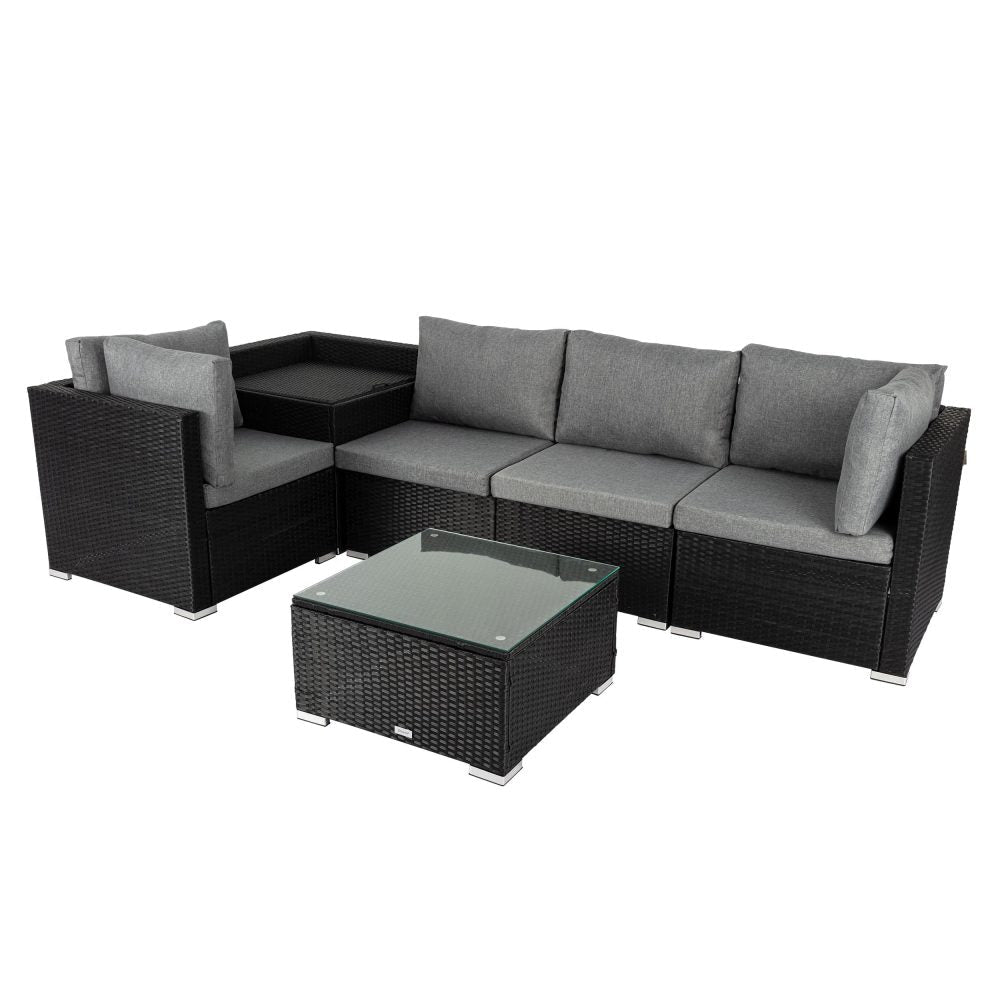 6PCS Outdoor Modular Lounge Sofa Coogee â€“ Black