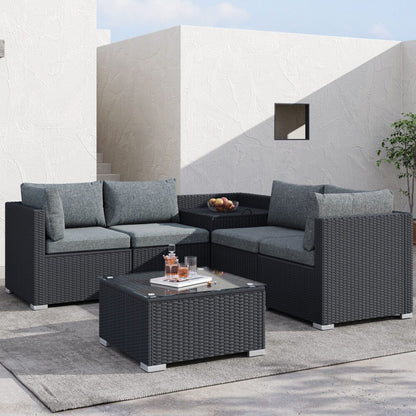 6PCS Outdoor Modular Lounge Sofa Coogee â€“ Black