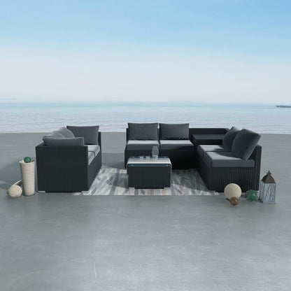 8PCS Outdoor Furniture Modular Lounge Sofa Lizard â€“ Black