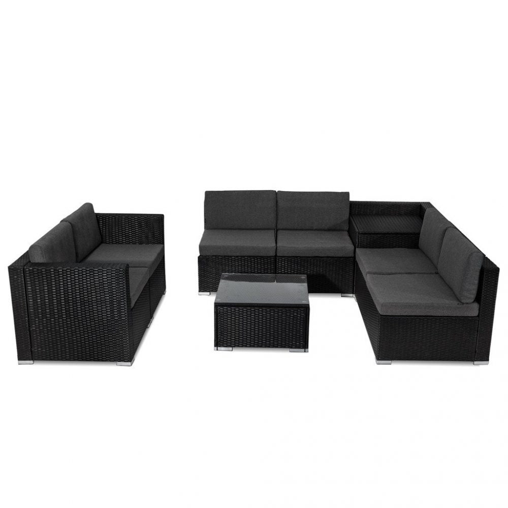 8PCS Outdoor Furniture Modular Lounge Sofa Lizard â€“ Black