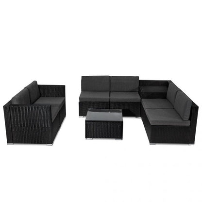 8PCS Outdoor Furniture Modular Lounge Sofa Lizard â€“ Black