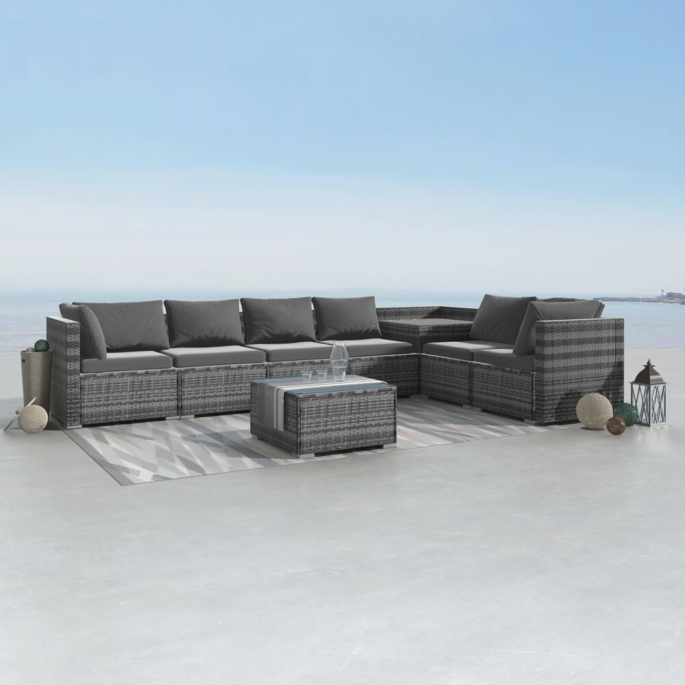 8PCS Outdoor Furniture Modular Lounge Sofa Lizard â€“ Grey