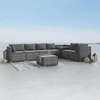 8PCS Outdoor Furniture Modular Lounge Sofa Lizard â€“ Grey