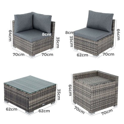 8PCS Outdoor Furniture Modular Lounge Sofa Lizard â€“ Grey