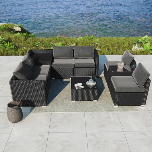 Modular Outdoor Lounge Set â€“ 9pcs Sofa, Armchairs and Coffee Table