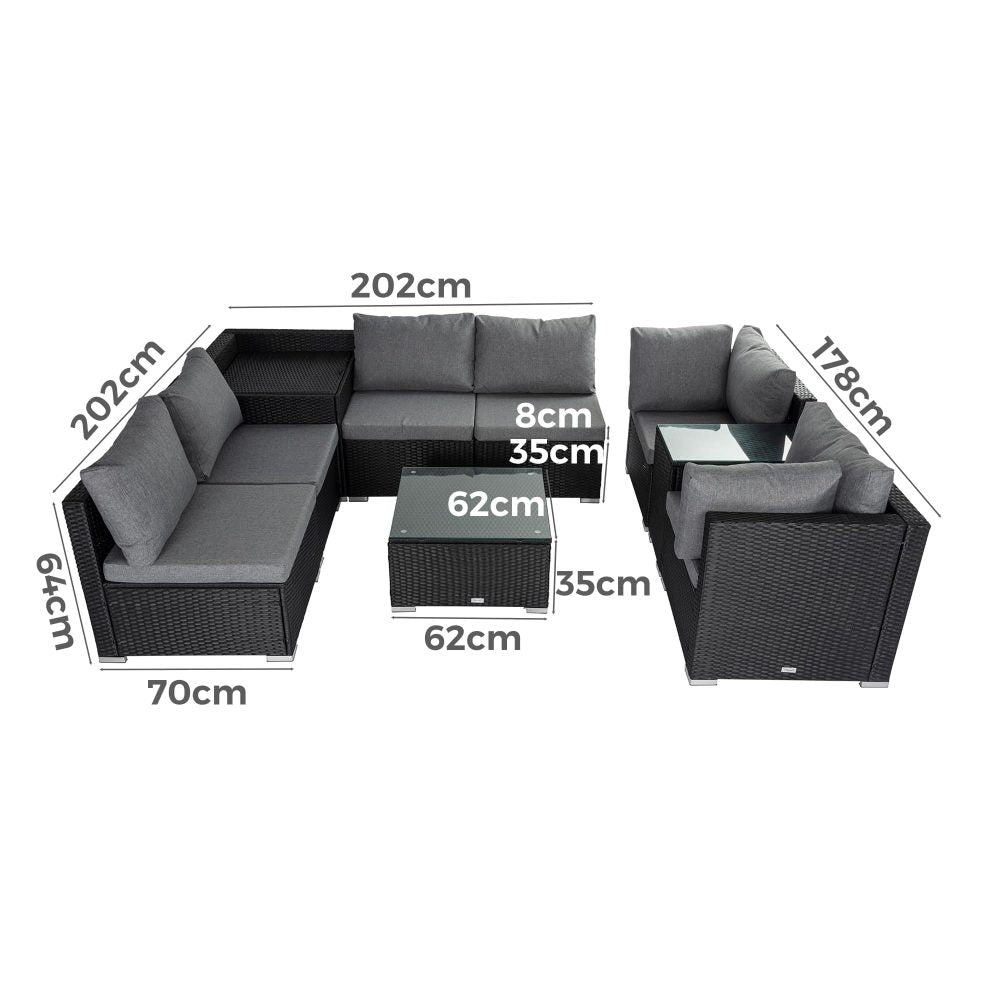 Modular Outdoor Lounge Set â€“ 9pcs Sofa, Armchairs and Coffee Table