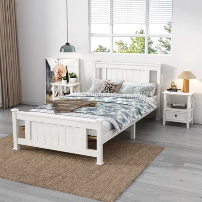 King Single Solid Pine Timber Bed Frame White