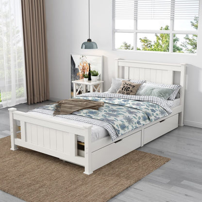King Single Solid Pine Timber Bed Frame White