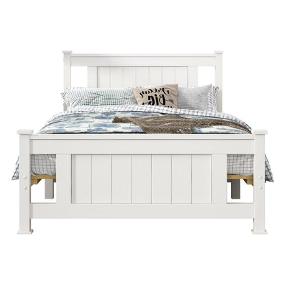 King Single Solid Pine Timber Bed Frame White