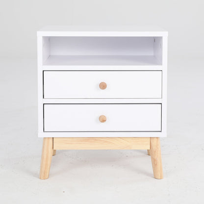 Bedside Table Side Storage Cabinet Nightstand Bedroom 2 Drawer ANYA - WHITE