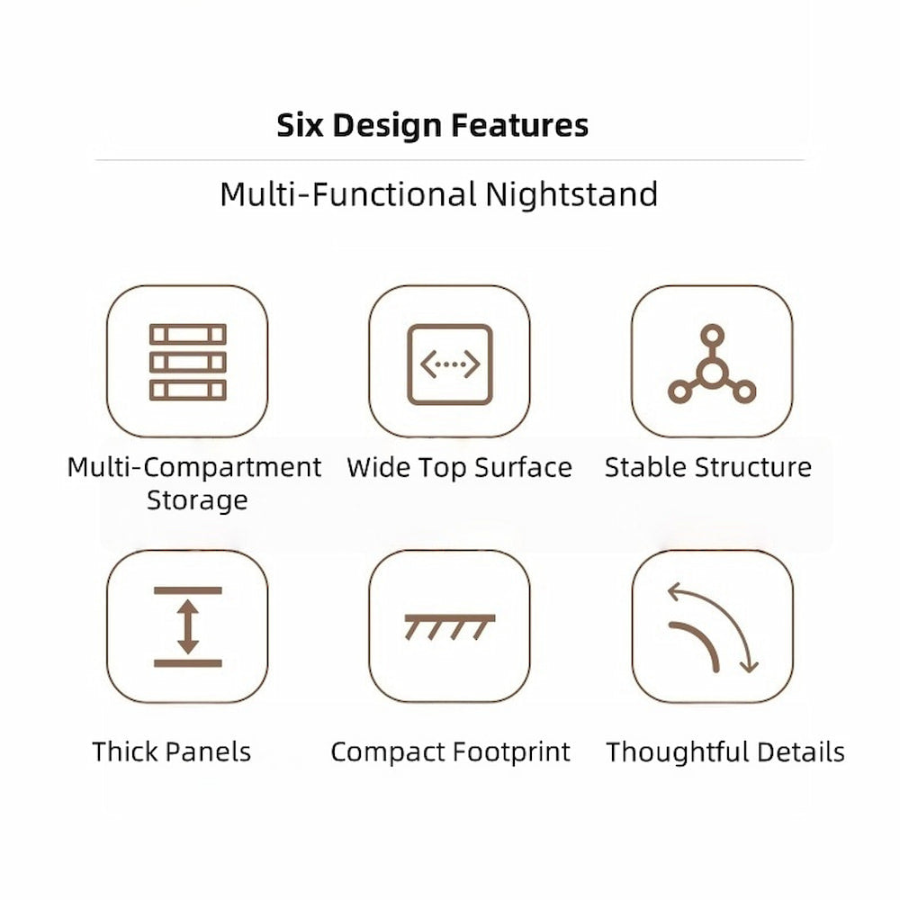 Minimalist Wooden Nightstand Multi-Functional Top Storage Natural Design