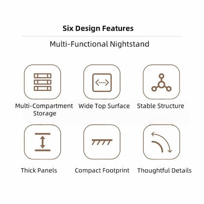 Minimalist Wooden Nightstand Multi-Functional Top Storage Natural Design