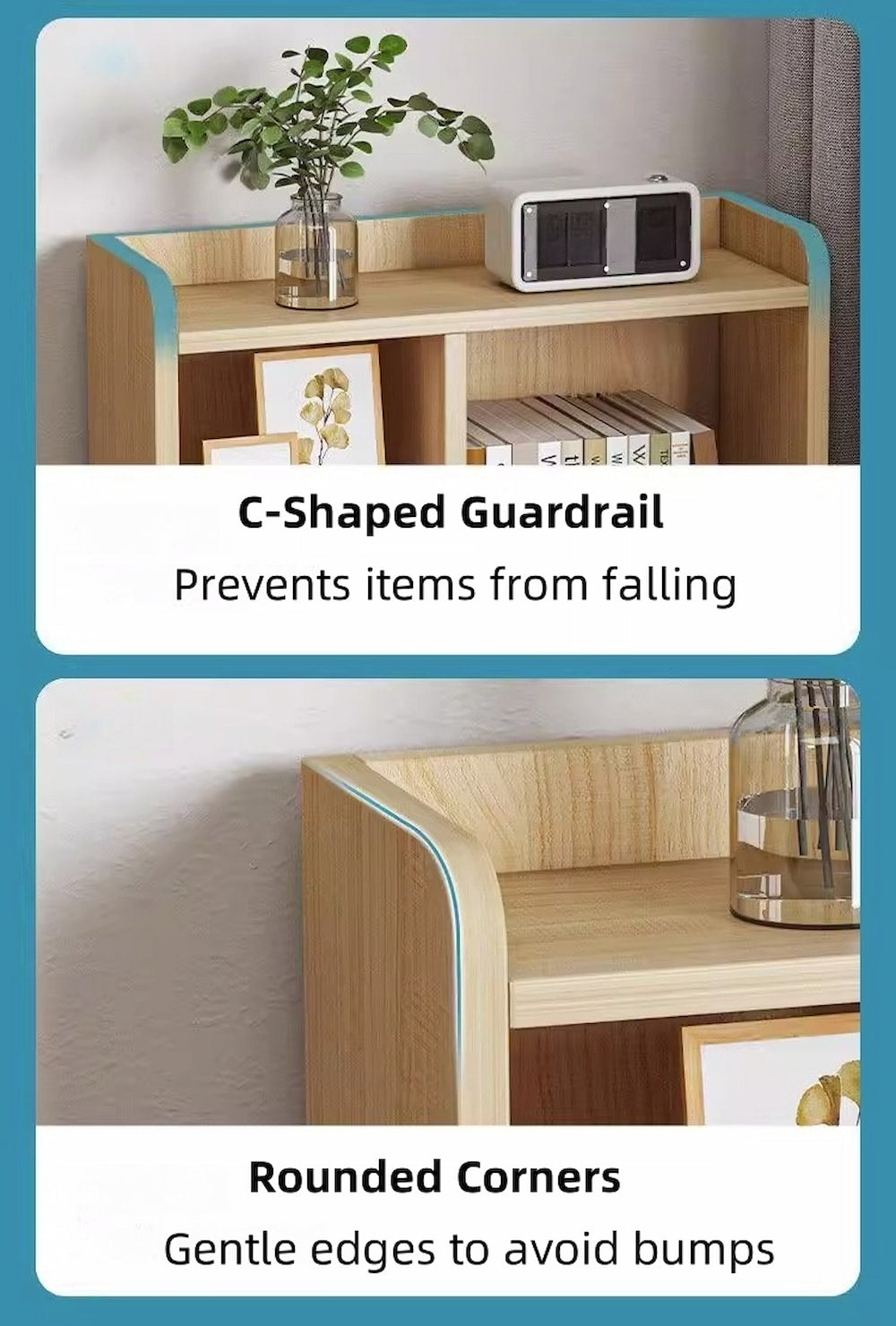 Minimalist Wooden Nightstand Multi-Functional Top Storage Natural Design