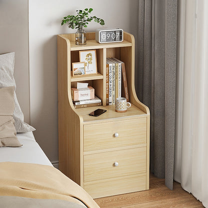 Minimalist Wooden Nightstand Multi-Functional Top Storage Natural Design