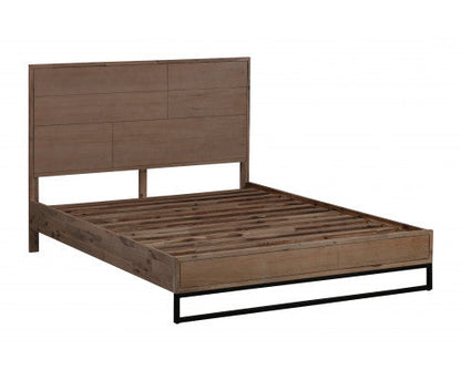 4 Pieces Bedroom Suite made in Solid Wood Acacia Veneered King Size Oak Colour 1X Bed, 2X Bedside Table & 1X Tallboy