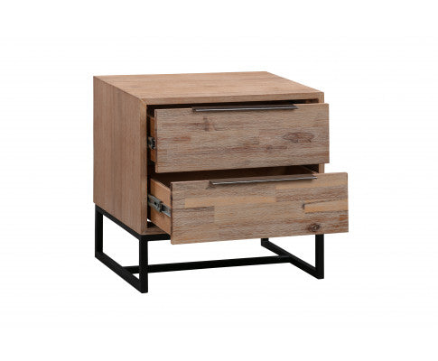 4 Pieces Bedroom Suite made in Solid Wood Acacia Veneered King Size Oak Colour 1X Bed, 2X Bedside Table & 1X Tallboy