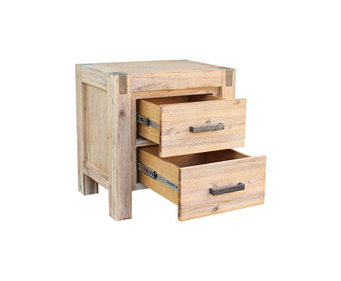 4 Pieces Bedroom Suite in Solid Wood Veneered Acacia Construction Timber Slat Double Size Oak Colour Bed, Bedside Table & Tallboy